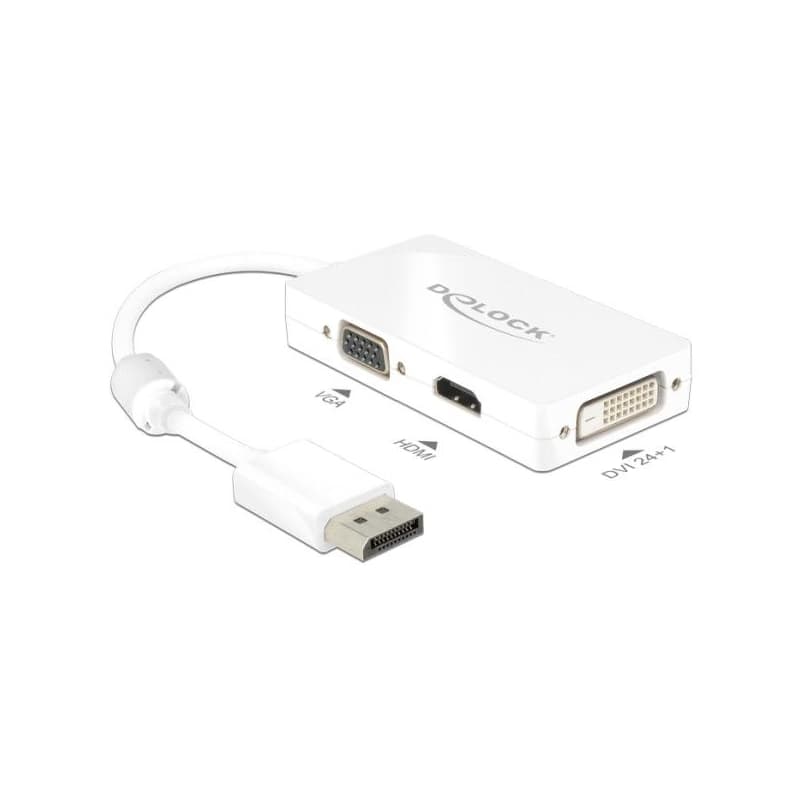 Delock Adaptér Displayport 1.1 samec > VGA / HDMI / DVI samica pasívna biela 1