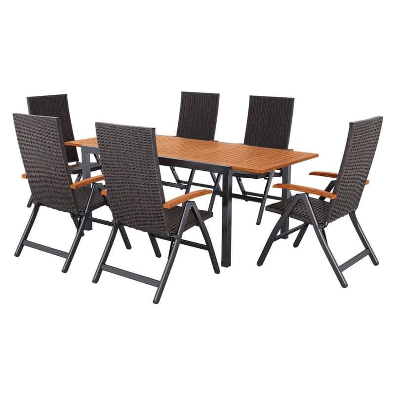 LIVARNO® Hliníkový rozkladací záhradný stôl Valencia, hnedý + Skladacie kreslo Valencia, 6 kusov 1
