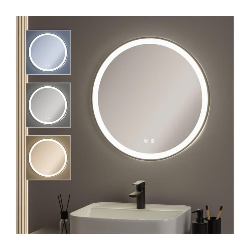 Brilagi-LED stmievateľné vyhrievané zrkadlo s podsvietením ALU PRO LED/18W/230V pr. 60 cm IP44 čierne FG-GM1110-18W-BLK