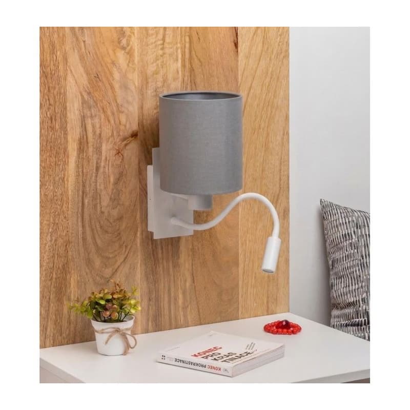 Brilagi -LED flexibilná nástenná lampa NUBILA 1xE27/25W/230V + LED/3W biela/svetlosivá BG1559+BG2454 1