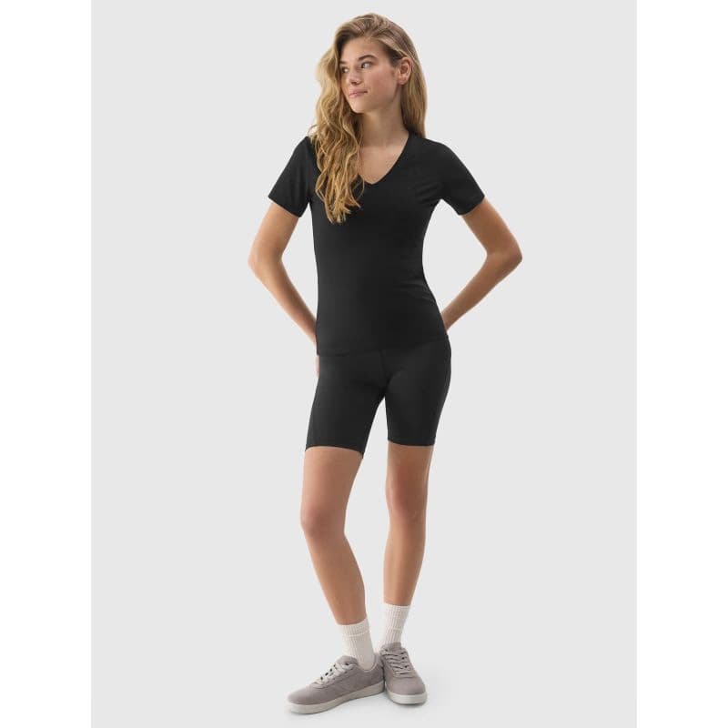 Dámske tričko s krátkym rukávom s v-výstrihom 4F TSHIRT-WSS24TTSHF1359-20S-DEEP BLACK 4