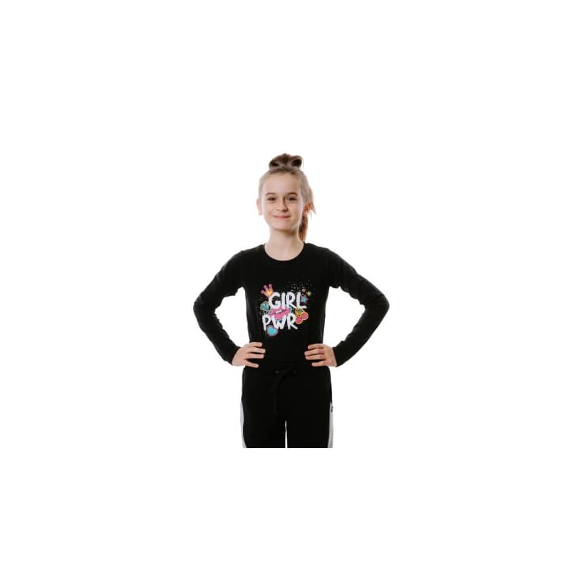 Dievčenské tričko s dlhým rukávom AUTHORITY KIDS T-POWER black