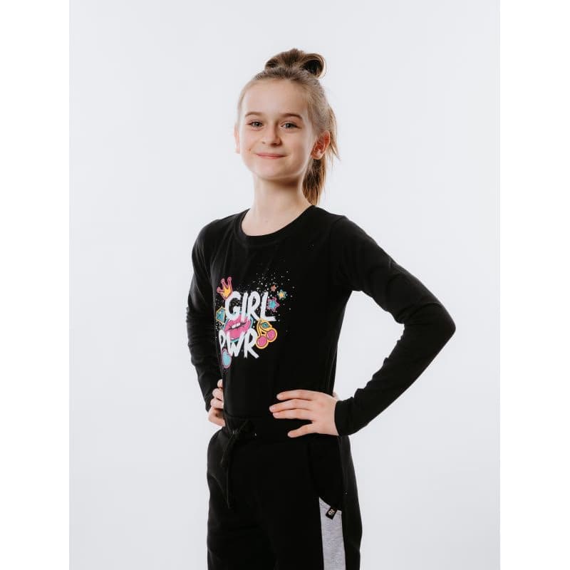 Dievčenské tričko s dlhým rukávom AUTHORITY KIDS T-POWER black 4