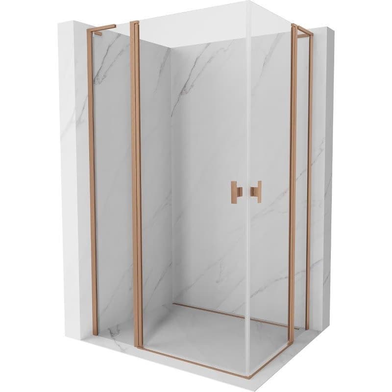 MEXEN/S - Mist L Duo sprchovací kút dvere krídlové 100 x 90, transparent, meď kartáčovaná 8A4L-100-090-65-00