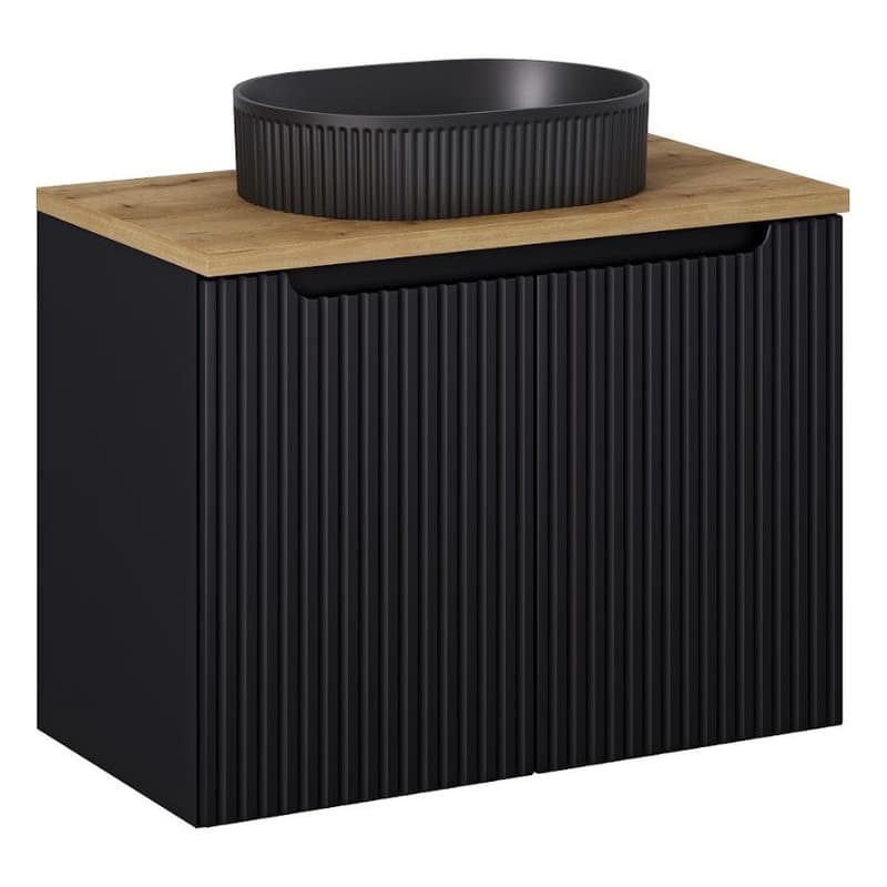 ArtCom Kúpeľňová skrinka s umývadlom a doskou NOVA Black DU80/3 | 80 cm
