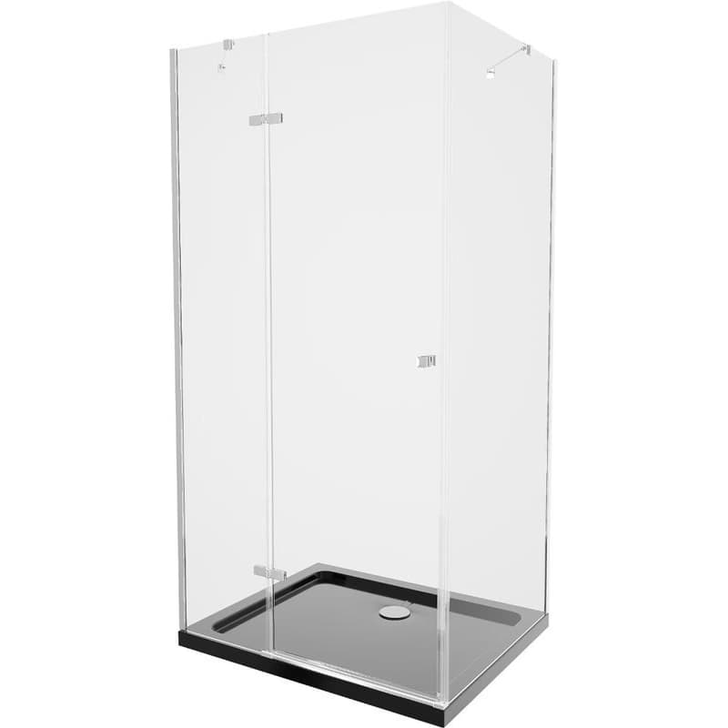 MEXEN/S - Roma sprchovací kút 100x90, transparent, chróm + čierna vanička so sifónom 854-100-090-01-00-4070