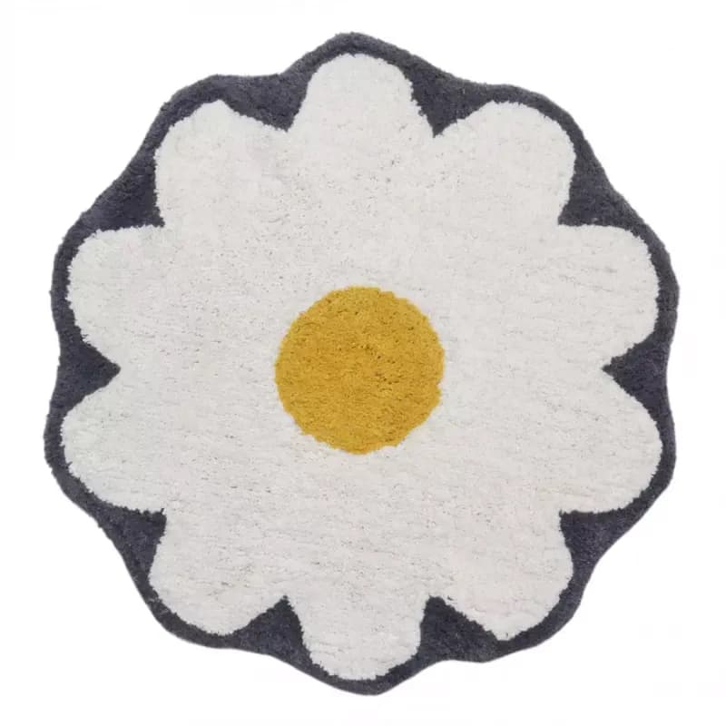 Kúpeľňový koberček Ø60cm biely Cotton Floral