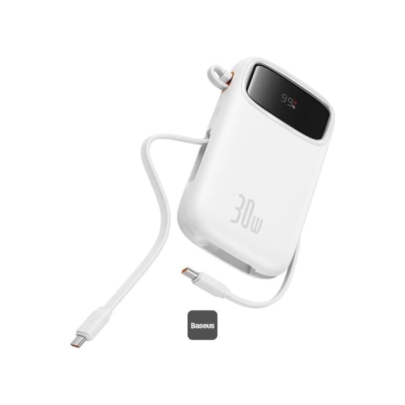 Baseus power banka Qpow 10000mAh 30W biela s USB-C káblom 1