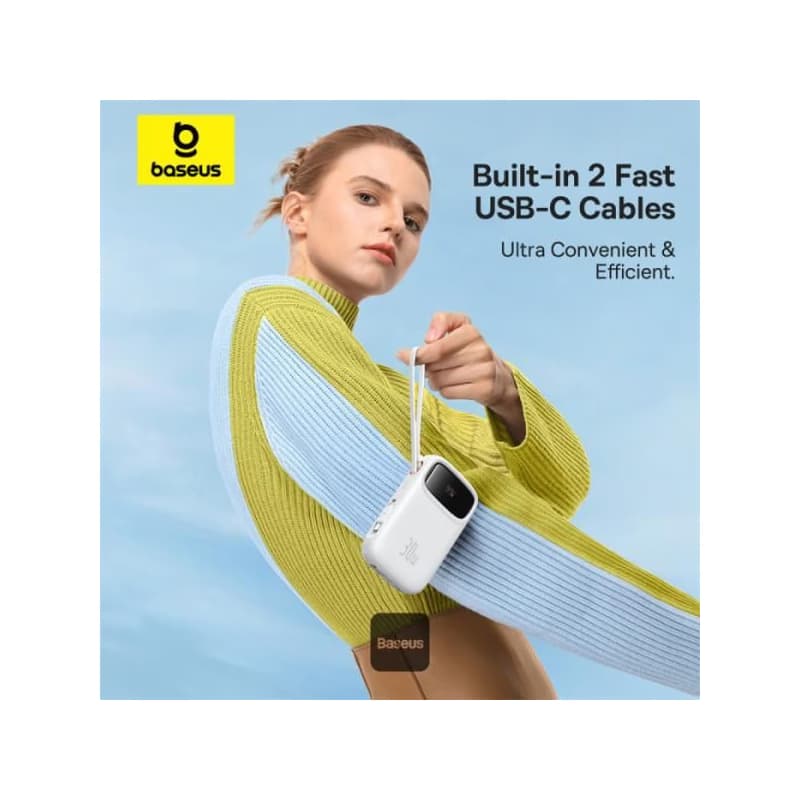 Baseus power banka Qpow 10000mAh 30W biela s USB-C káblom 3