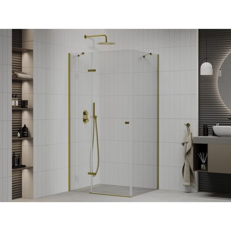 MEXEN/S - ROMA sprchovací kút 80x70, transparent, zlatá 854-080-070-50-00 2