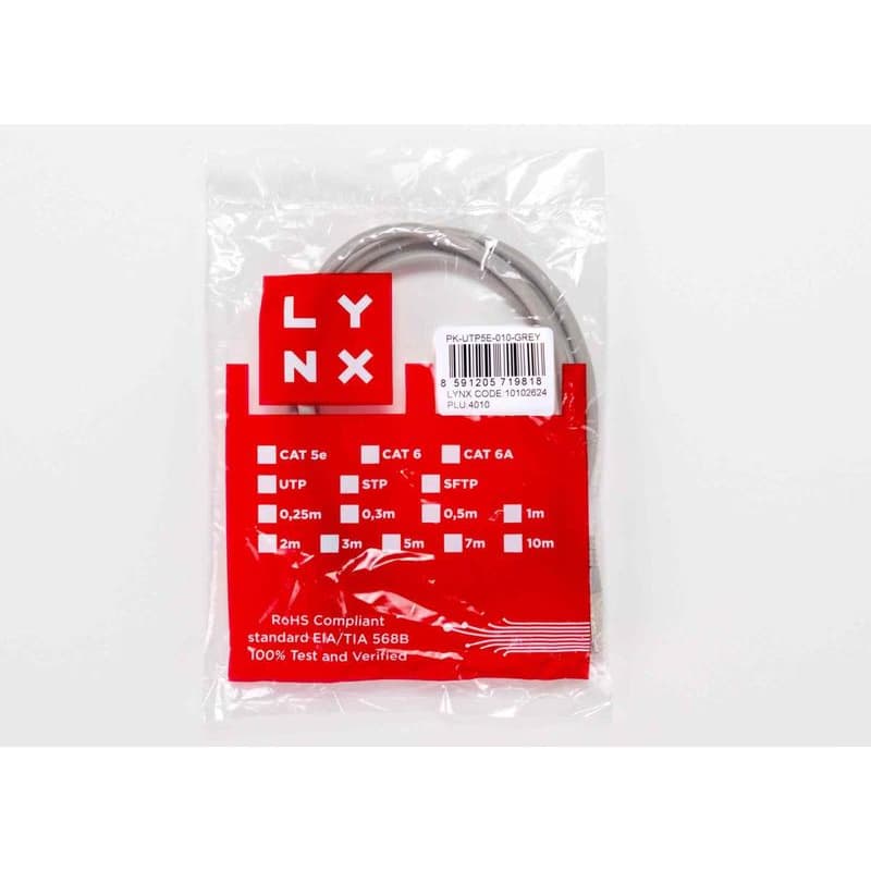 LYNX patch kábel Cat5E, UTP - 1, 5m, sivý 3
