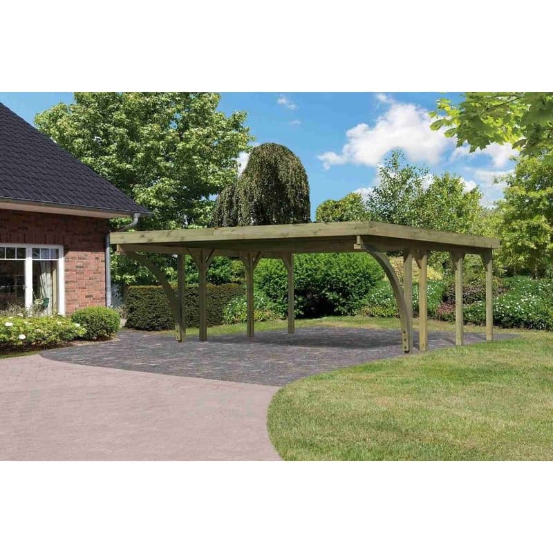 Drevený prístrešok / carport CLASSIC 2C s plechmi Lanitplast
