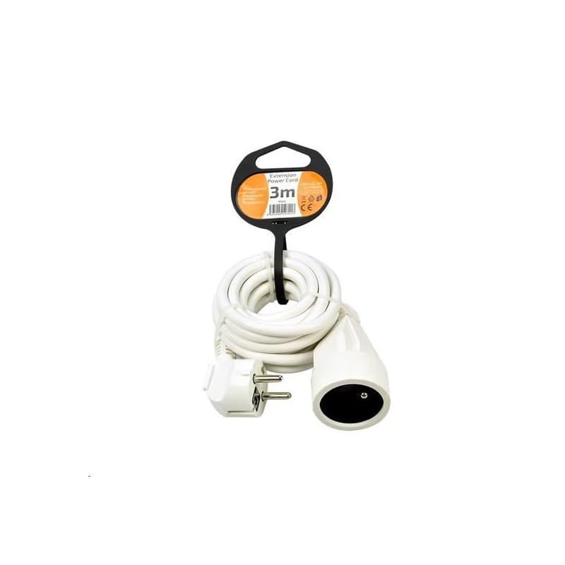 Solight predlžovací kábel - spojka, 1 zásuvka, biela, 3m 2