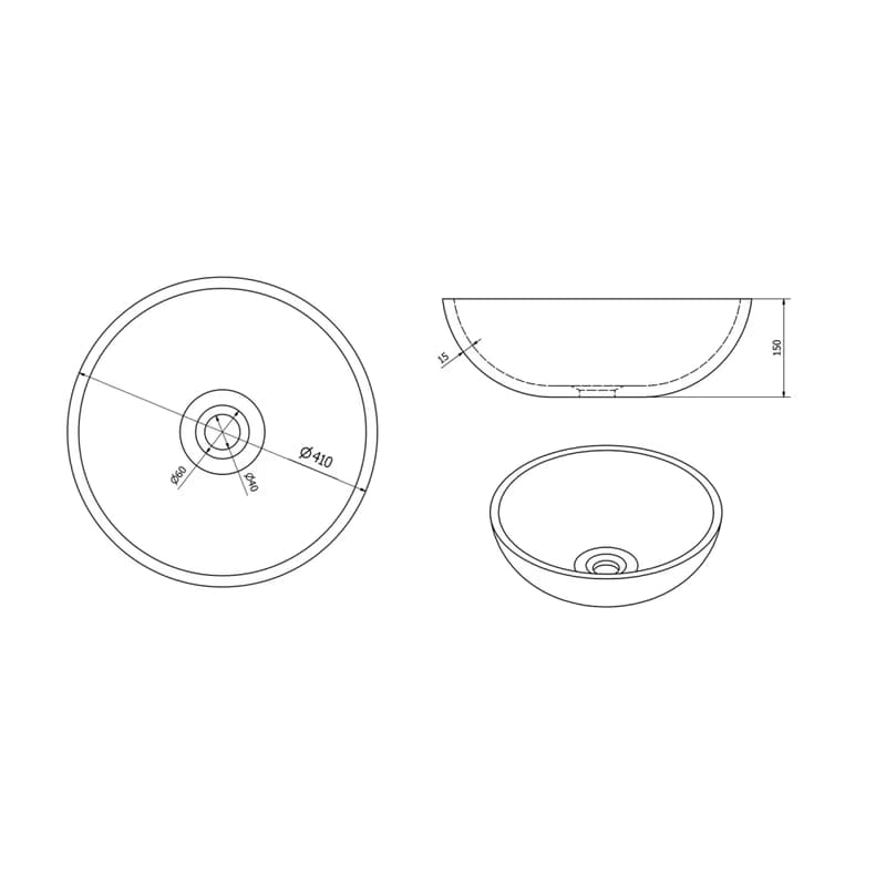 SAPHO - PRIORI keramické umývadlo na dosku, priemer 41cm, bielá s modrým vzorom PI012 6
