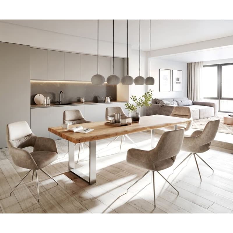 Jedálenský stôl Edge 280x100 cm XL akácia prírodná nerezová oceľ úzky 6
