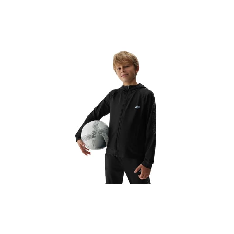 Chlapčenská zateplená tréningová mikina so zipsom 4F JUNIOR SWEATSHIRT FNK-JAW23TFSWM205-20S-DEEP BLACK