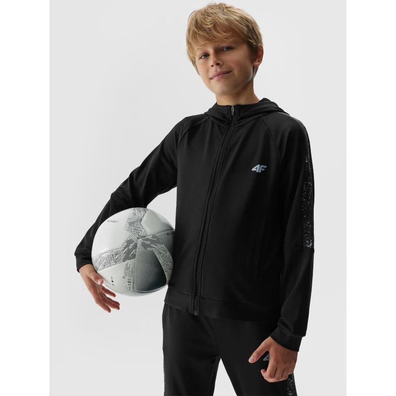 Chlapčenská zateplená tréningová mikina so zipsom 4F JUNIOR SWEATSHIRT FNK-JAW23TFSWM205-20S-DEEP BLACK 2