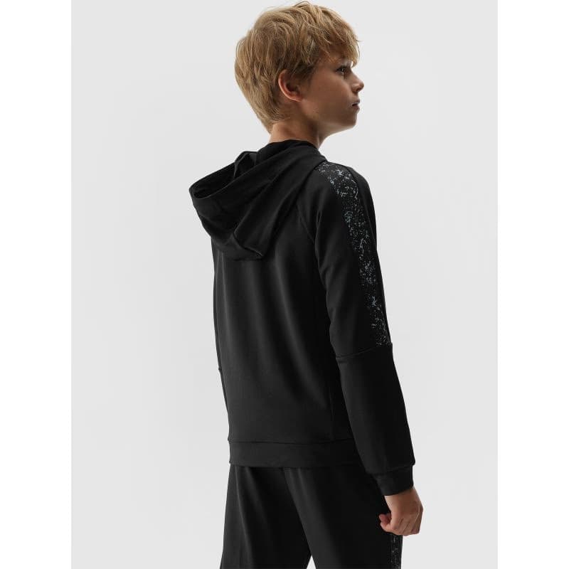 Chlapčenská zateplená tréningová mikina so zipsom 4F JUNIOR SWEATSHIRT FNK-JAW23TFSWM205-20S-DEEP BLACK 3