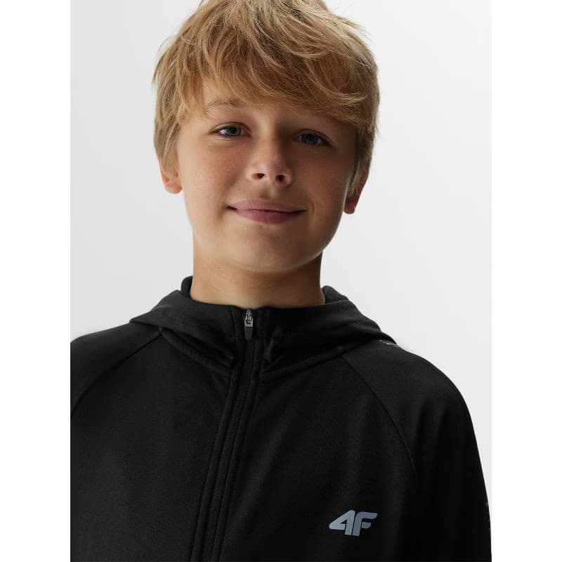 Chlapčenská zateplená tréningová mikina so zipsom 4F JUNIOR SWEATSHIRT FNK-JAW23TFSWM205-20S-DEEP BLACK 5