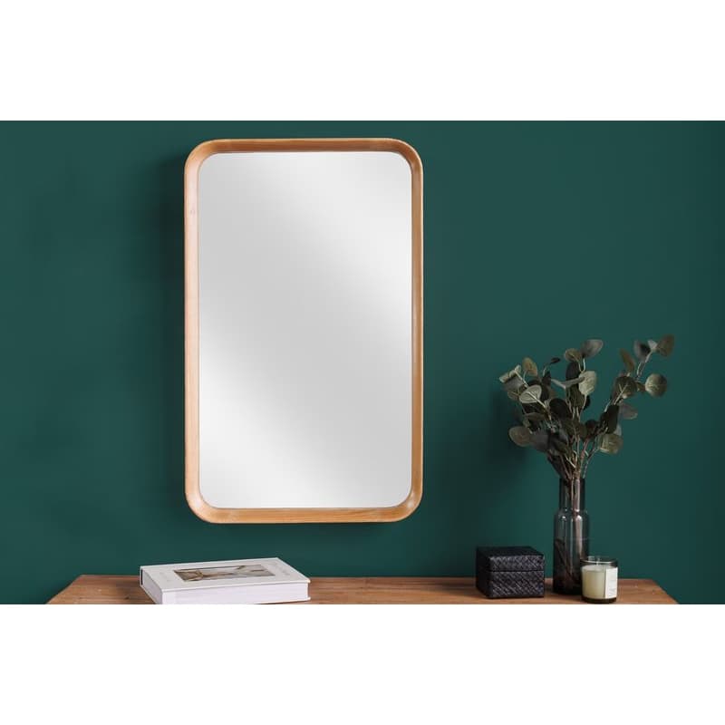 Estila Moderné obdĺžnikové nástenné zrkadlo Courbé s rámom v prírodnej svetlej hnedej farbe z ohýbaného dubového dreva 80 cm 1