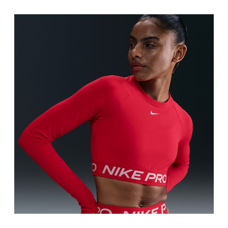 Dámske tréningové tričko s dlhým rukávom NIKE PRO PRO DF 365 CROP LS-657-Red 2
