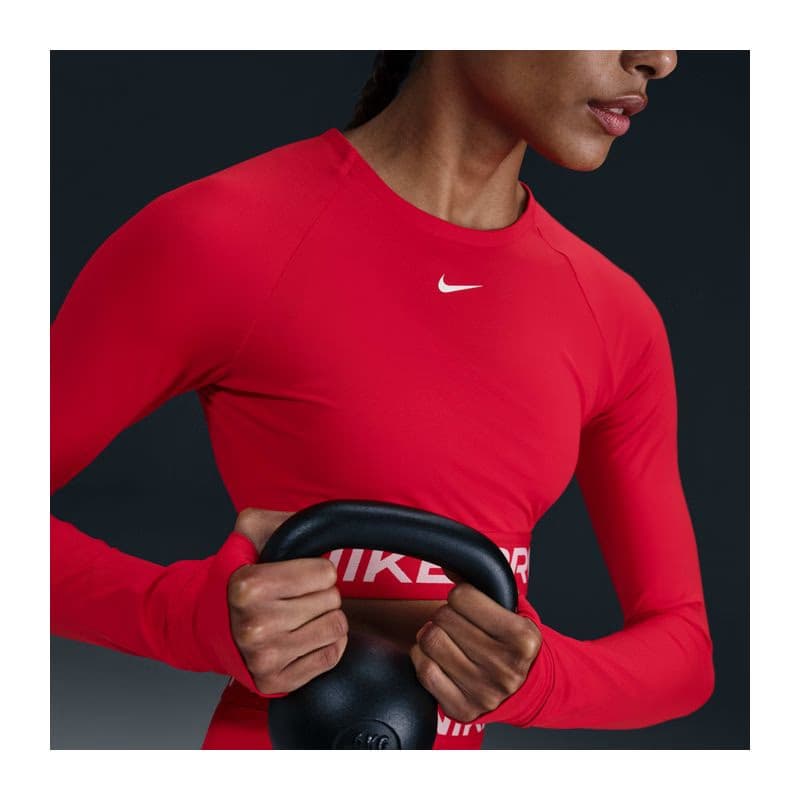 Dámske tréningové tričko s dlhým rukávom NIKE PRO PRO DF 365 CROP LS-657-Red 3