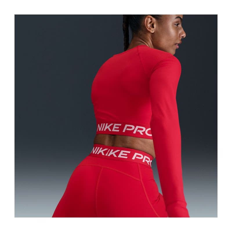 Dámske tréningové tričko s dlhým rukávom NIKE PRO PRO DF 365 CROP LS-657-Red 4