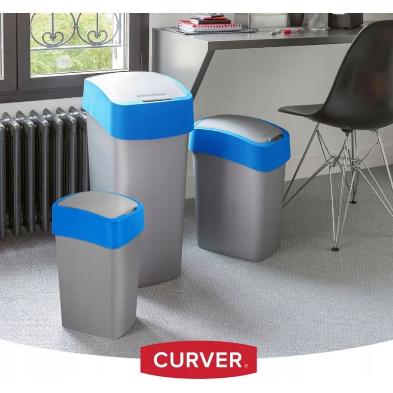CURVER Odpadkový kôš FLIP BIN 9l | strieborná / modrá 2