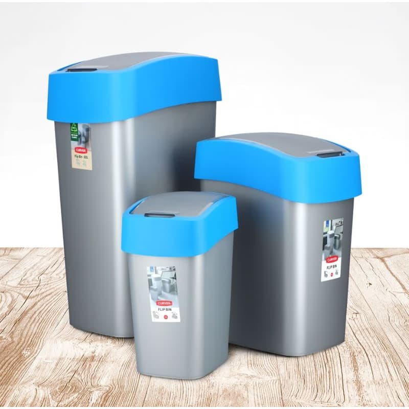 CURVER Odpadkový kôš FLIP BIN 9l | strieborná / modrá 3
