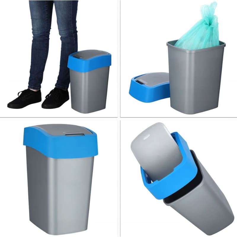CURVER Odpadkový kôš FLIP BIN 9l | strieborná / modrá 4