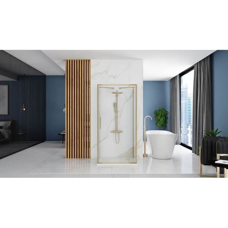 REA/S - Rohový sprchovací kút RAPID SWING Brush Gold Dvere: 100 x Sprchová zástena: 80 KPL-02523 4