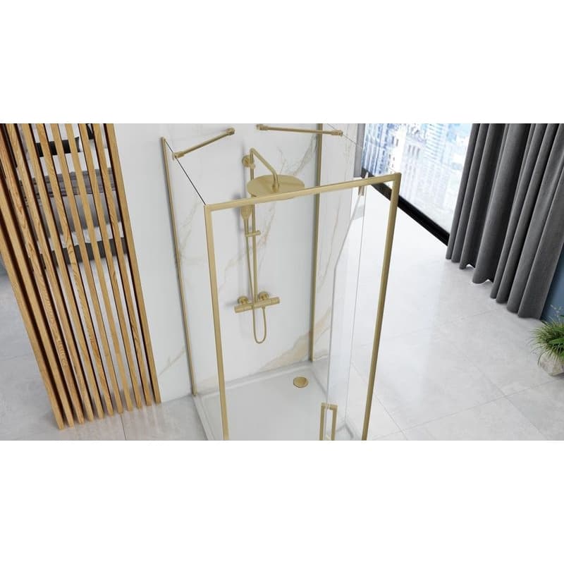 REA/S - Rohový sprchovací kút RAPID SWING Brush Gold Dvere: 100 x Sprchová zástena: 80 KPL-02523 5