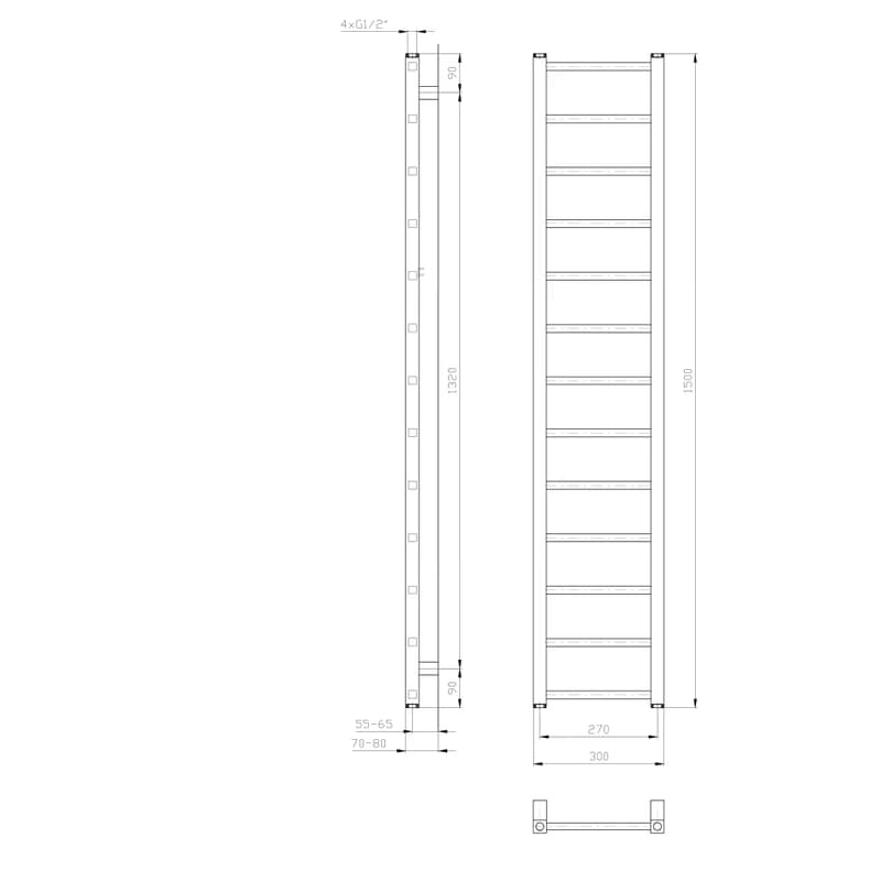 SAPHO - METRO LIGHT vykurovacie teleso 300x1500 biela IR446T 2