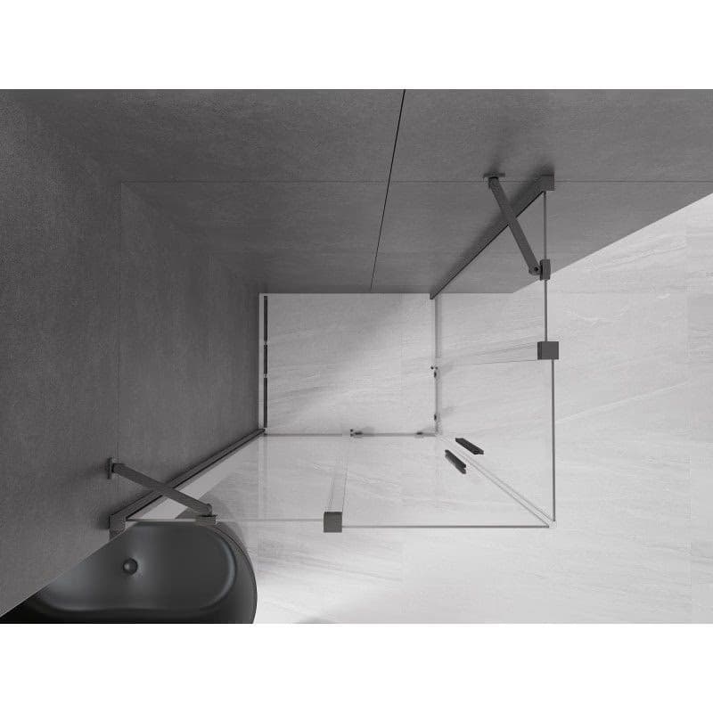 MEXEN/S - Velar Duo štvorcový sprchovací kút 90 x 80, transparent, šedá kartáčovaná 871-090-080-02-66 4