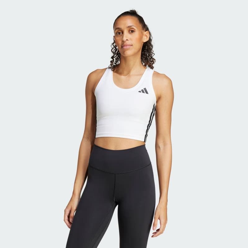 Dámske tréningové tielko ADIDAS WE 3S CROP TANK WHITE BLACK 2