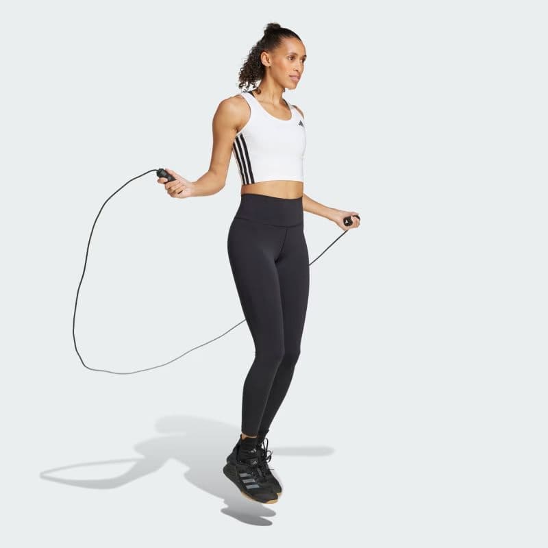 Dámske tréningové tielko ADIDAS WE 3S CROP TANK WHITE BLACK 4