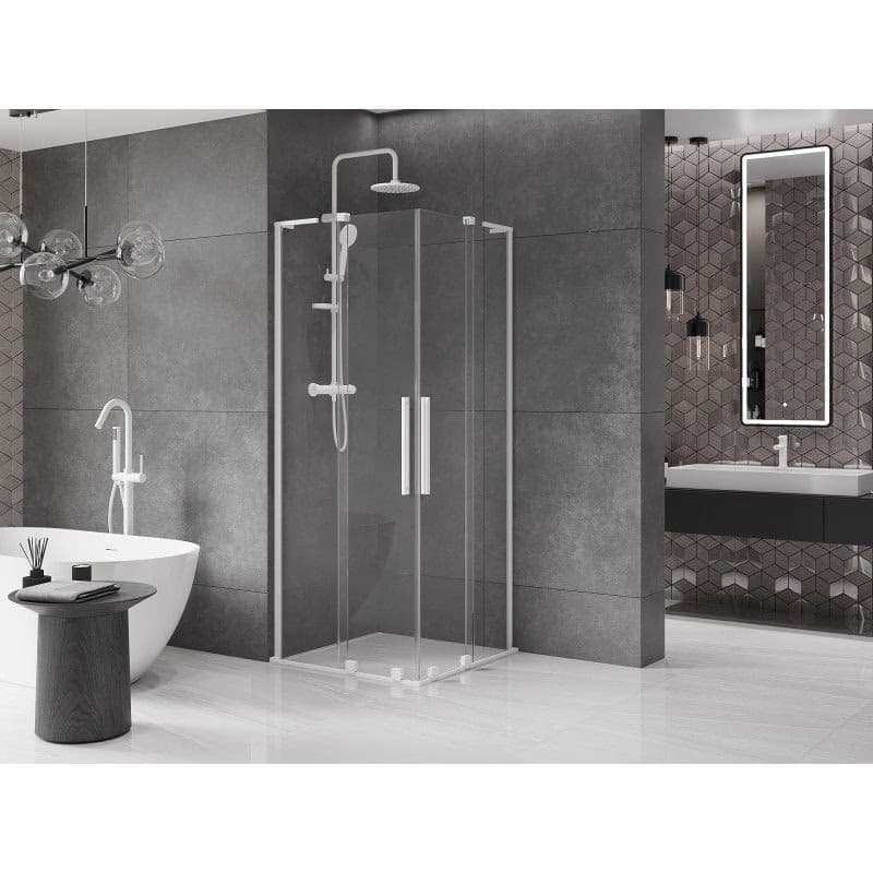 MEXEN/S - Velar L Duo sprchovací kút, posuvné dvere 80 x 80, transparent, biela 871-080-080-02-03-20 3