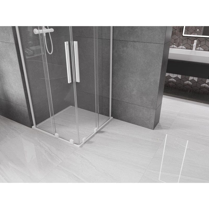 MEXEN/S - Velar L Duo sprchovací kút, posuvné dvere 80 x 80, transparent, biela 871-080-080-02-03-20 6