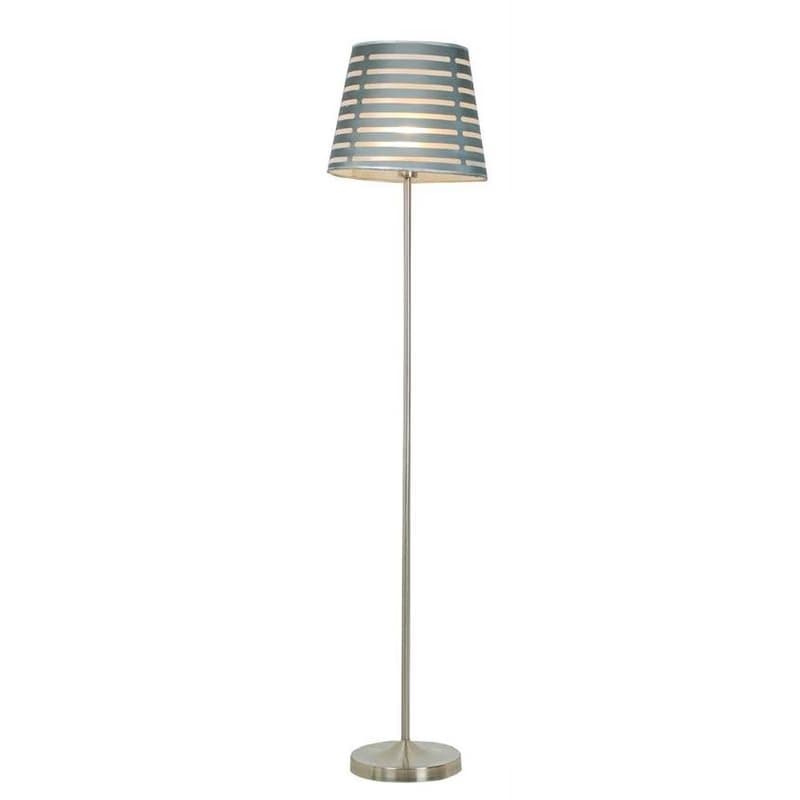 Saténová stojaca lampa, tienidlo so sivými pruhmi, Segin 1