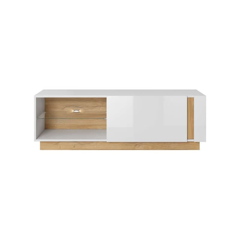 ArtLas RTV stolík ARTENS 138 s LED | dub grandson/biely lesk 2