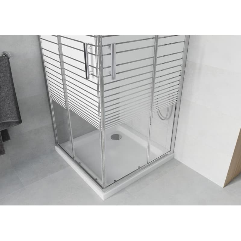 MEXEN/S - Rio Sprchovací kút štvorcový 80x80, transparent / dekor, chróm + vanička so sifónom 860-080-080-01-20-4010 4
