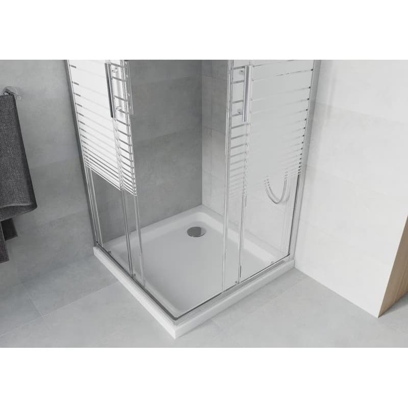 MEXEN/S - Rio Sprchovací kút štvorcový 80x80, transparent / dekor, chróm + vanička so sifónom 860-080-080-01-20-4010 5