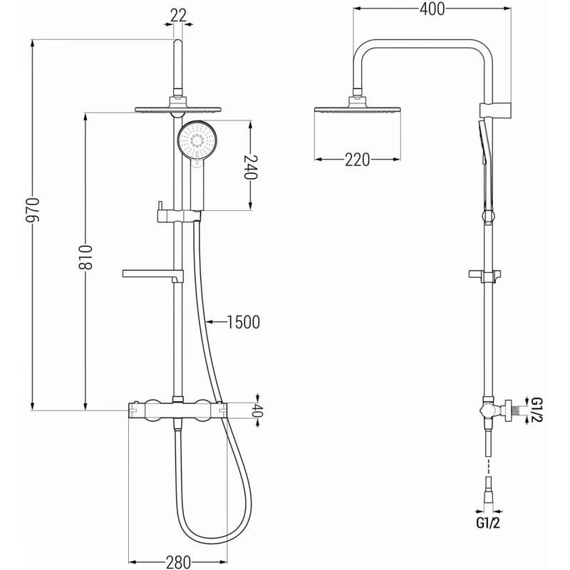 MEXEN/S - KX40 Sprchový stĺp s termostatickou batériou, grafitu 771504091-66 2