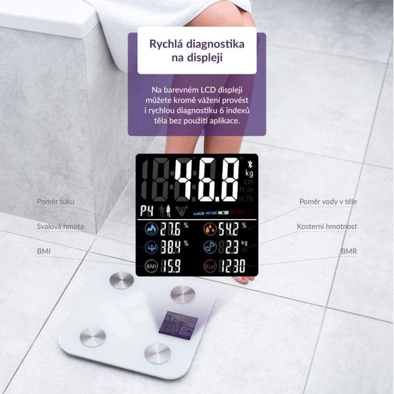 TrueLife FitShape S6 BT - Bioelektrická impedančná bluetooth váha - biela 2