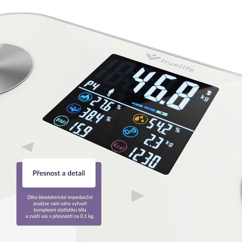 TrueLife FitShape S6 BT - Bioelektrická impedančná bluetooth váha - biela 5