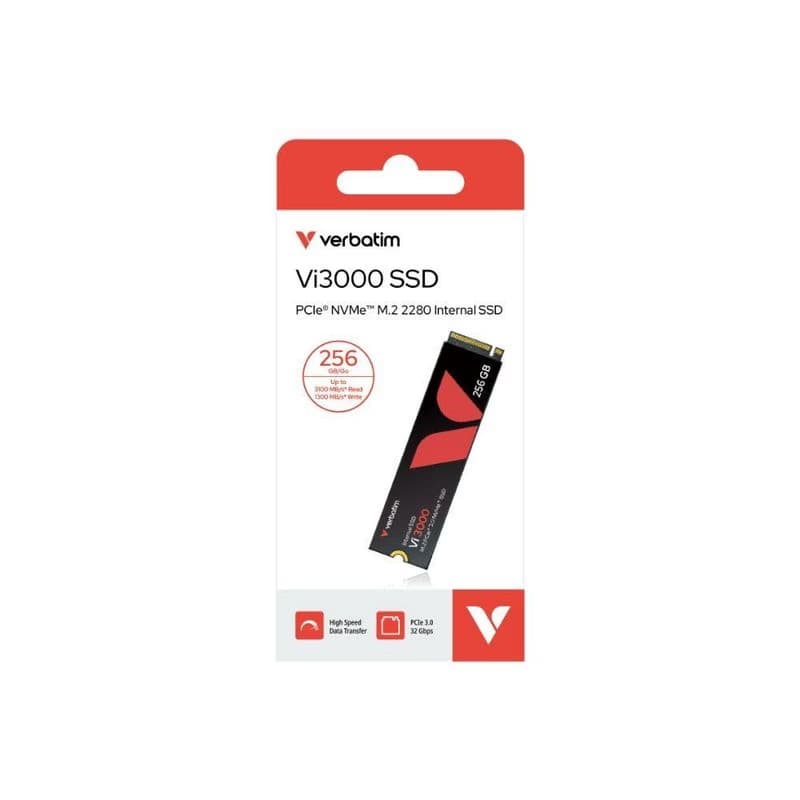 VERBATIM SSD Vi3000 Internal PCIe NVMe M.2 SSD 256GB, W 1300/R 3300 MB/s 5