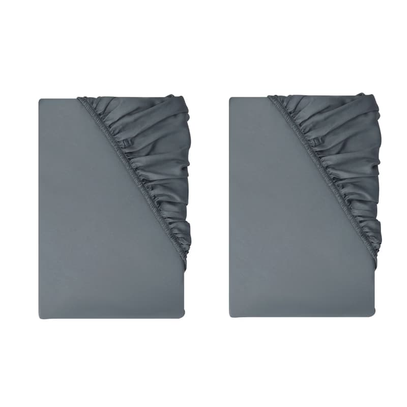 LIVARNO® Napínacia plachta z bavlneného saténu, 90 – 100 x 200 cm, tmavosivá, 2 kusy 1