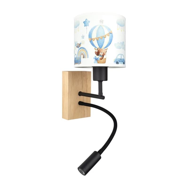 Brilagi-LED Flex. lampa BOBO WOOD 1xE27/25W/230V + LED/3W dub/čierna/biela/modrá/medová BG1564+BG5585