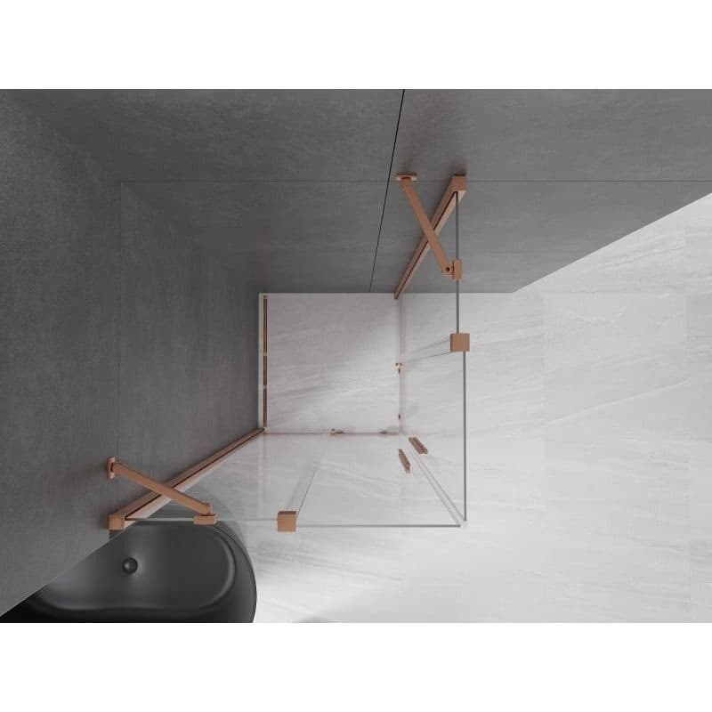 MEXEN/S - Velar Duo štvorcový sprchovací kút 80 x 80, transparent, meď kartáčovaná 871-080-080-02-65 5
