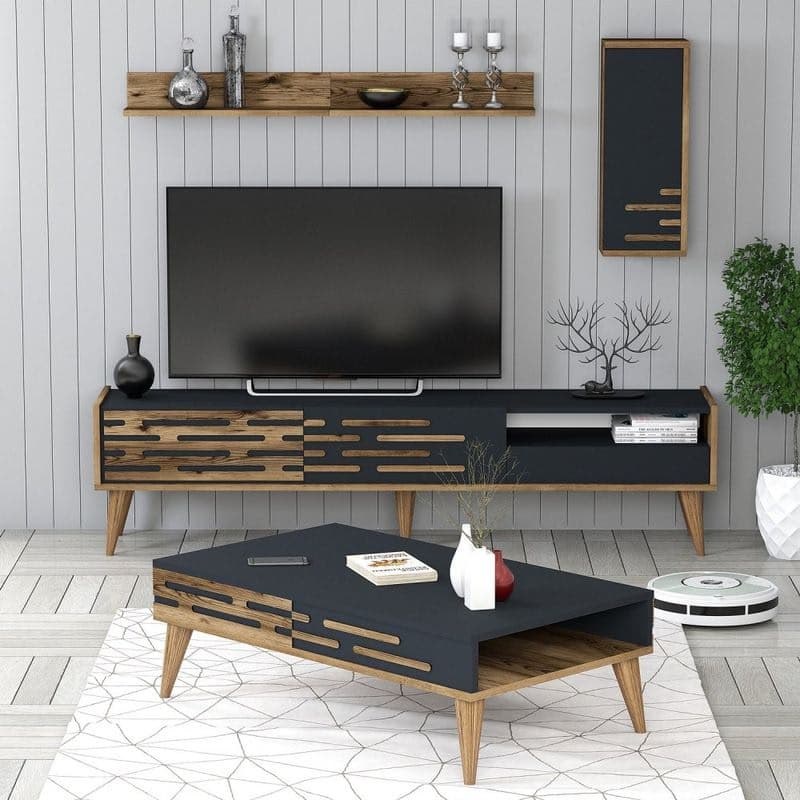 Living Room Furniture Set Valensiya - Walnut, Anthracite 1